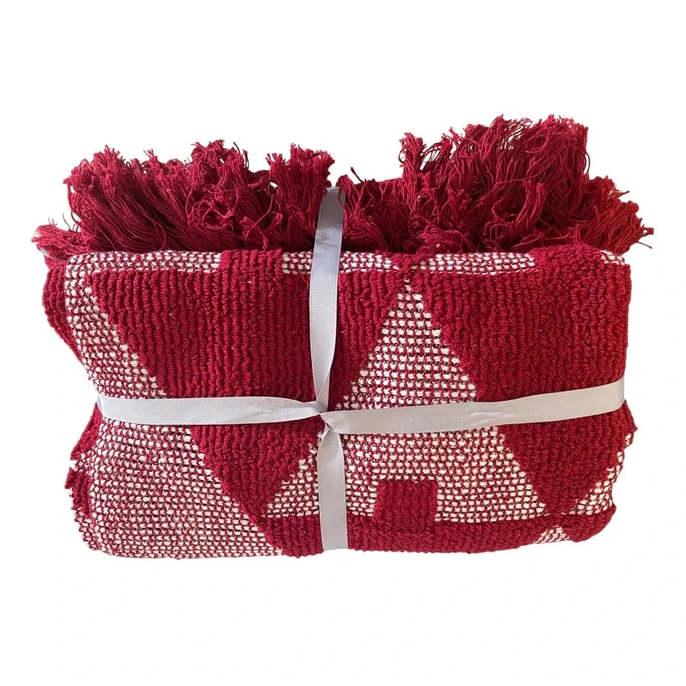 Elav Euro Luxury Throw Blanket Red‎ White Christmas Tree Holiday Home Decor NEW
